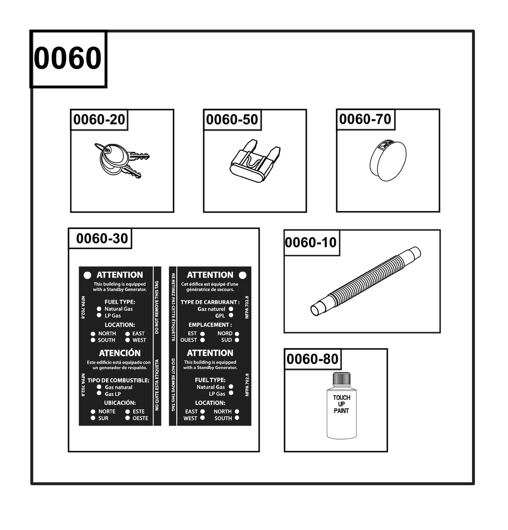 Accessory Group Diagram and Parts List for 040545-01  Briggs and Stratton Generator